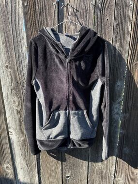 Fox Two-Tone Fleece Zip Hoodie Jacket - Gray & Black
